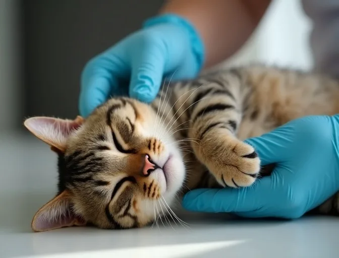 Specialist carefully handling a deceased cat with dignity in Blind Bight